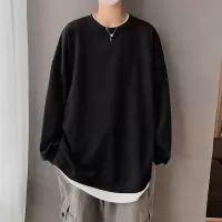 SUNTEK假两件卫衣男长袖潮圆领宽松衣服超火cec色打底长袖t恤卫衣