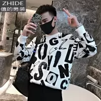 SUNTEK秋季男士卫衣外套上衣长袖宽松套头潮牌百搭花色个性快手潮流T恤卫衣
