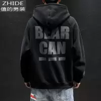 SUNTEK日系黑色卫衣男士连帽秋装hiphop上衣高街oversize痞帅炸街外套卫衣