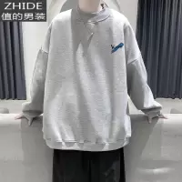 SUNTEK半高领盐系卫衣加绒加厚秋冬款炸街法式情侣装冬装设计感上衣男潮卫衣