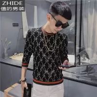 SUNTEK男士卫衣秋冬款韩版潮流加绒加厚上衣服圆领长袖t恤男潮牌打底衫卫衣