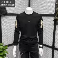 SUNTEK圆领男士卫衣加绒加厚秋冬2020新款修身韩版潮流长袖内搭打底上衣卫衣