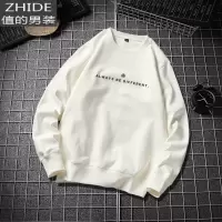 SUNTEK欧美街头简约字母印花卫衣男冬季加绒加厚宽松大码圆领休闲外套潮卫衣