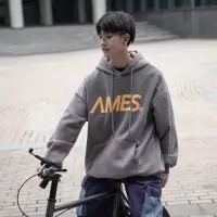 SUNTEK男女同款字母卫衣韩版宽松连帽加绒上衣港百搭休闲秋冬打底外套卫衣