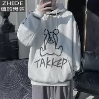 SUNTEK春季网红情侣装手绘涂鸦卡通小熊卫衣男潮牌带帽慵懒风宽松bf上衣卫衣