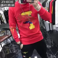 SUNTEK男士烫钻卫衣秋冬款圆领潮牌加绒加厚2020新款欧洲站长袖上衣男潮卫衣