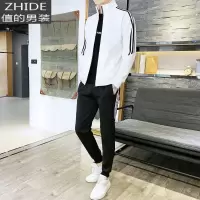 SUNTEK春秋男士时尚运动棉开衫跑步卫衣套装韩版宽松大码潮流上衣外套卫衣