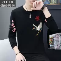 SUNTEK卫衣男情侣圆领加绒中国风仙鹤长袖刺绣国潮宽松春秋季潮牌民族风卫衣