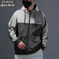 SUNTEK棉开衫连帽卫衣男宽松休闲运动男装外套春季加肥加大码胖子春秋卫衣