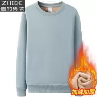 SUNTEK加绒棉日系圆领色卫衣男女套头情侣款长袖T恤潮牌中青年外套卫衣