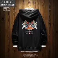 SUNTEK春季潮牌国潮中国风刺绣小众连帽卫衣 男日系oversize情侣装外套卫衣