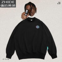 SUNTEK欧美潮牌镭射反光字母印花上衣OVERSIZE街头嘻哈宽松男女圆领卫衣卫衣