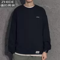 SUNTEK拼接假两件宽松卫衣男士外套2020新款韩版潮流日系加绒秋装上衣男卫衣