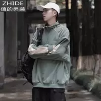 SUNTEK半高领卫衣男秋冬款韩版帅气半拉链上衣服炸街痞帅潮流加绒外套卫衣