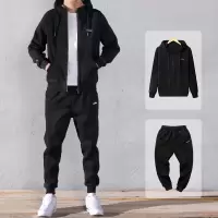 SUNTEK秋春胖子男装潮大码卫衣加肥加大外套宽松休闲运动套装胖人特大号卫衣