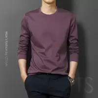 SUNTEK春秋季丝光棉男士圆领长袖T恤棉打底衫内搭秋衣体恤男装上衣服T恤