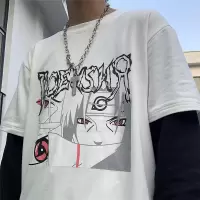 SUNTEK秋季男装动漫火影假两件长袖t恤男学生韩版宽松原宿风潮流上衣服T恤