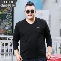 SUNTEK胖无忧加肥加大号t恤男秋装长袖V领肥佬体恤超大特大码上衣打底衫T恤
