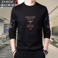 SUNTEK春秋款卫衣男士长袖t恤圆领印花衣服薄款打底衫潮流休闲上衣男衫T恤