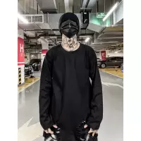 SUNTEK得仔春季暗黑系割破宽松破洞色长袖T恤男女潮牌休闲棉打底衫T恤