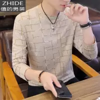SUNTEK2020年春季新款男士长袖t恤潮流圆领打底衫青年宽松薄款男装上衣T恤