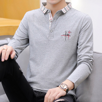 SUNTEK春秋打底小衫男士长袖T恤小翻领棉质秋装带领子内搭上衣体血衫土T恤
