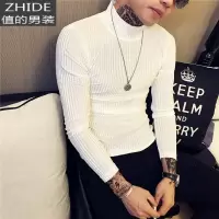 SUNTEK打底衫男春季韩版修身半高领长袖T恤社会精小伙色金丝绒上衣tT恤
