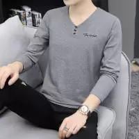 SUNTEK长袖T恤男士色棉汗衫鸡心V领上衣百搭打底衫可外穿秋衣内衣服T恤