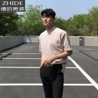 SUNTEK秋冬款半高领短袖男潮牌宽松色长袖打底衫上衣韩版潮流港风t恤T恤