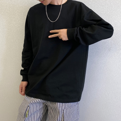 SUNTEK春秋新款潮流棉白色百搭宽松叠穿打底衫长袖T恤男士内搭上衣白tT恤