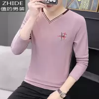 SUNTEK男士长袖T恤2020秋冬季韩版青年V领双面绒打底衫修身体恤男上衣服T恤