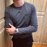 SUNTEK春秋韩国男装韩版修身圆领长袖t恤男紧身复古打底衫男士色上衣T恤