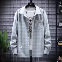 SUNTEK2020新款宽松薄款春秋冬季男士防晒潮流衬衣加绒长袖衬衫格子衫C衬衫