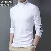 SUNTEK秋冬半高领卫衣中青年打底衫加厚印花内搭中年男士保暖长袖t恤T恤