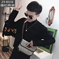 SUNTEK男士长袖t恤韩版潮流宽松百搭棉打底衫暗黑系加绒卫衣秋装上衣T恤