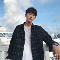 SUNTEK秋季新款格子衬衫男长袖韩版潮流宽松衬衣男士帅气休闲百搭潮外套衬衫