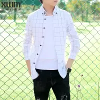 SUNTEK学生小方格格子衬衫男春季痞帅长袖韩版潮流帅气内搭打底衬衣外套衬衫