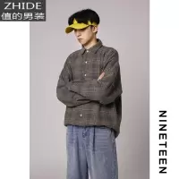 SUNTEK十九秋/ 2019新款秋冬加厚长袖衬衫韩版潮流学生宽松格子衬衣男装衬衫
