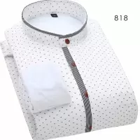 SUNTEK冬季男士立领保暖衬衫加绒加厚圆领衬衣中华立领中山装男装保暖衬衫
