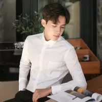 SUNTEK衬衫男长袖商务正装职业工作服上班寸男士伴郎加绒西装修身白衬衣衬衫