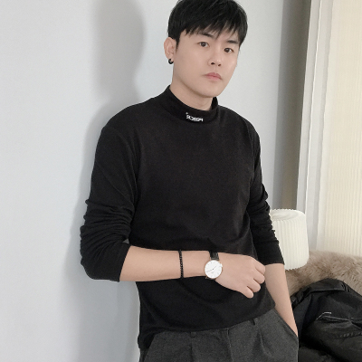 SUNTEK双面德绒半高领加绒打底衫男秋冬中领长袖T恤内搭潮加厚保暖内衣T恤