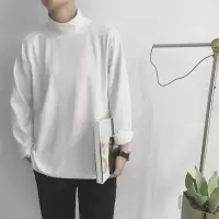 SUNTEK春季基本款韩国风半高领宽松袖色打底长袖T恤潮男百搭打底衫男T恤