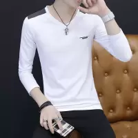SUNTEK男士长袖t恤棉体桖小衫春秋潮流白色打底衫春装上衣服秋衣外穿T恤