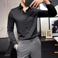 SUNTEK西装衬衫男长袖修身韩版潮流痞帅气商务职业正装白衬衣冰丝打底衫衬衫