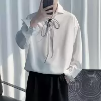 SUNTEK很仙的坠感禁欲系小众设计感长袖白色衬衫发型师潮牌男装痞帅衬衣衬衫