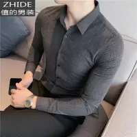 SUNTEK色长袖衬衫男韩版潮流修身青年时尚休闲衬衣男士英伦百搭寸衣服衬衫