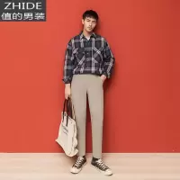SUNTEK格子衬衫男长袖潮棉宽松寸衫2020秋季新款男装帅气休闲衬衣外套衬衫