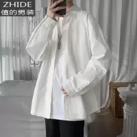 SUNTEK高级感色衬衫男宽松长袖衬衣春秋季韩版潮流百搭上衣服港风日系衬衫