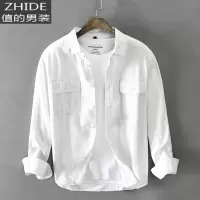 SUNTEK港风潮流痞帅宽松白色衬衫男长袖棉休闲上衣服时尚帅气百搭衬衣衬衫