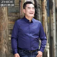SUNTEK中年男士春秋季薄款衬衣爸爸装长袖衬衫中老年人休闲翻领上衣衬衫